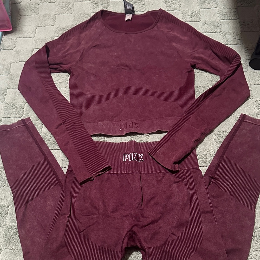 PINK Victoria's Secret Maroon Workout Set